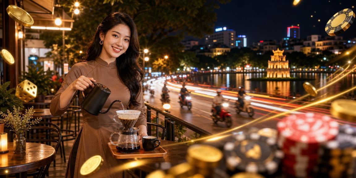 Người dùng Hà Nội đặt cược thể thao qua điện thoại trong lúc uống cà phê sáng
